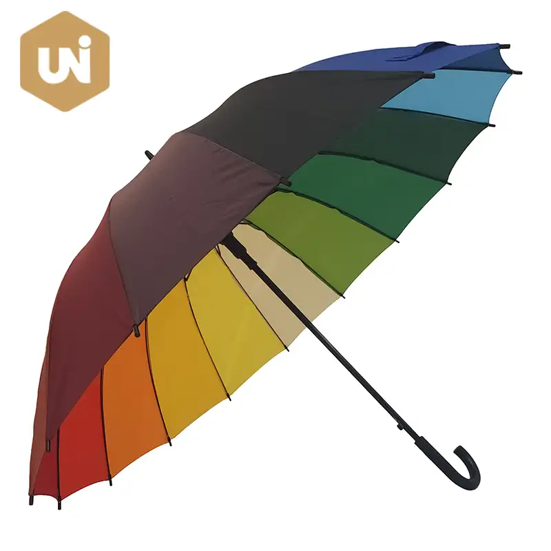 Regenboog automatische paraplu voor volwassenen